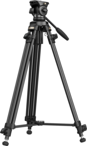 SmallRig 4684 Lightweight Video Tripod Kit AD-50 Lite, jossa on säädettävät jalat, panorointikahva ja yläkiinnityslevy, on vaaleanharmaalla pohjalla.