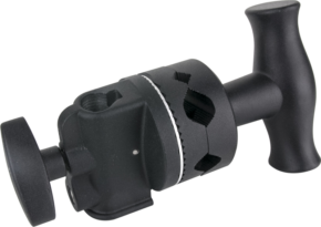 Kupo KCP-200B 2-1/2" handle head with large handle, black, designed for secure grip and precise adjustment, is pictured against a white background.