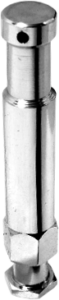 800q-01_119467 Close-up of the Kupo KS-003 5/8" Snap In Pin, a shiny, metal mechanical component with a cylindrical shape and hexagonal base, designed for secure connections in machinery and automobiles.