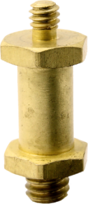 800q-01_119470 Kupo KS-014 Camera Stud -kameratapissa on kuusikulmaiset päät ja lieriömäinen keskiosa, jossa on 3/8" ja 1/4" kierteet, ja se on ihanteellinen mekaanisten tai elektronisten kokoonpanojen komponenttien kiinnittämiseen tai välikappaleiden asentamiseen.