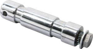 Kupo KS-034 28 mm:n tappi M10-pultilla on koneistettu metallipinta, pyöristetty runko, reikä toisessa päässä ja pultti aluslevyllä ja jousella toisessa päässä, ja se on esitetty vaalealla pohjalla.