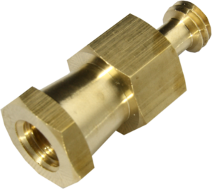 Kupo KS-038 Hex Adapterin toisessa päässä on 3/8" naaraskierteinen aukko ja toisessa päässä 3/8" sileä lieriömäinen urososa, joka on ihanteellinen LVI- tai mekaaniseen käyttöön.