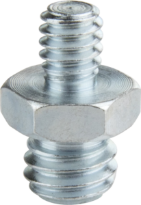 800q-01_119503 Kupo KS-054 3/8"-16 uros - 1/4"-20 uroskierresovittimessa on kierteet molemmissa päissä ja keskimmäinen kuusikulmainen osa helppoa kiristämistä varten.