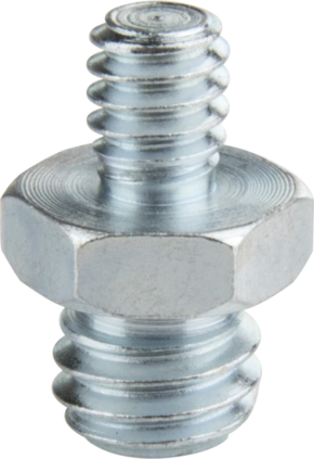 The Kupo KS-054 3/8"-16 male to 1/4"-20 male thread adapter has threads at both ends and a hexagonal section in the middle for easy tightening.