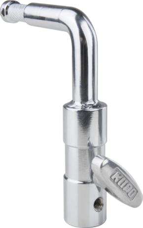 The Kupo KS-146 Right Angle Baby Adapter is a metal grip head with a curved arm and clamping knob, ideal for attaching equipment in photography or film production.