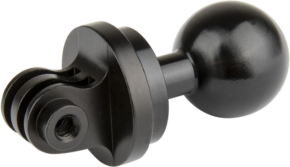 800q-01_119567 Kupo KS-402 GoPro Holder -pidikkeessä on musta, pallomainen 26 mm:n pallonivel säädettävää asentoa varten ja kierrereikä lisävarusteiden tai laitteiden kiinnittämistä varten.