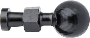 800q-01_119569 Kupo KS-406 Hex Stud -mutterissa on 26 mm:n musta metallinen pallopää, lieriömäinen akseli ja kuusikulmainen mutteriosa keskellä. Kuvattu eristettynä vaaleaa taustaa vasten.