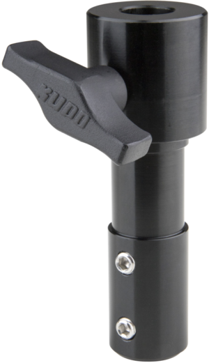800q-01_121299 The KS-202B Double End TVMP Spigot with 17 mm receiver (black) includes a sturdy, adjustable clamp and a large wing handle for attaching or locking to rods or poles.