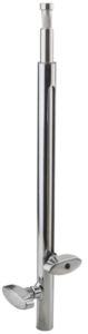 800q-01_122487 Kupo 025 Telescopic Baby Stand Extension on metallinen, säädettävän korkuinen tanko, jossa on sylinterimäinen runko, nuppi yläosassa ja vaakasuora kiristyskahva lähellä alaosaa.
