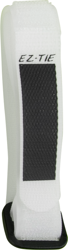800q-01_122527 KUPO EZ-Tie Cable Grip 2cm x 41cm, valkoinen (10 kpl) on koukkuside, jossa on musta keskikaistale, ihanteellinen johtojen ja kaapeleiden järjestämiseen tai kiinnittämiseen.