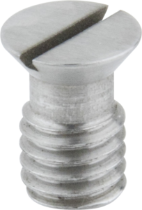 800q-01_122812 Lähikuva Kupo KS-194 Slotted Countersunk Head 3/8"-16 -ruuvista, jossa on metallinen litteä urainen pää ja lieriömäinen kierteitetty runko.