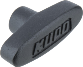 800q-01_122821 Black, oval-shaped Kupo KS-209 T-button with 1/4"-20 female thread and embossed KIND logo.