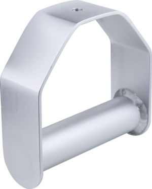 800q-01_122826 The Kupo KS-215 stand head has a cylindrical handle and hexagonal body joined by visible welding, all in silver metal, shown against a light background.