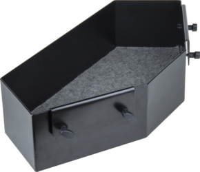 800q-01_122831 Kupo KS-230 Steadicam Stand Tray is a black, coffin-shaped accessory with a felt lining and two side handles, resembling a small box or container. It is presented against a plain, light-coloured background.