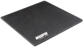 800q-01_122895 Kupo KS-309 is a black, square foam mat with slightly bevelled edges and a white KUPO NEVER LET GO logo in the corner on a light background.