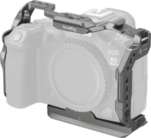 800q-01_128927 SmallRig 4977 HawkLock-pikakiinnityshäkki Canon EOS R5 Mark II:lle lisää kameran suojaa ja kiinnitysvaihtoehtoja samalla, kun kaikki painikkeet ja hallintalaitteet pysyvät käytettävissä.