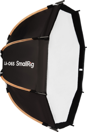 800q-01_128933 SmallRig 4874 Octagonal Softbox LA-O65 is a black octagonal softbox with white diffuser material, ideal for studio lighting in photography or video.