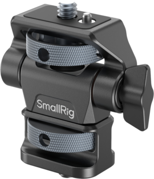 SmallRig 4886 Swivel and Tilt Adjustable Monitor Support, black and silver, includes adjustable knobs and a 1/4"-20 screw at the top to securely mount monitors or equipment to the camera rig.
