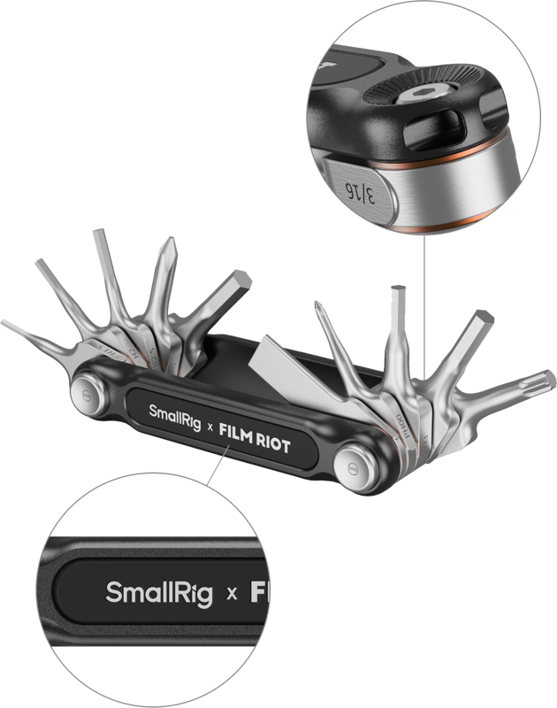 800q-02_129122 SmallRig 4375 x FILM RIOT 10-in-1 Folding Wrench Set with Multiple Angle Positioning (Red)
