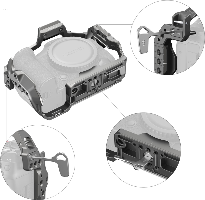 800q-03_128927 SmallRig 4977 HawkLock Quick Release Cage for Canon EOS R5 Mark II