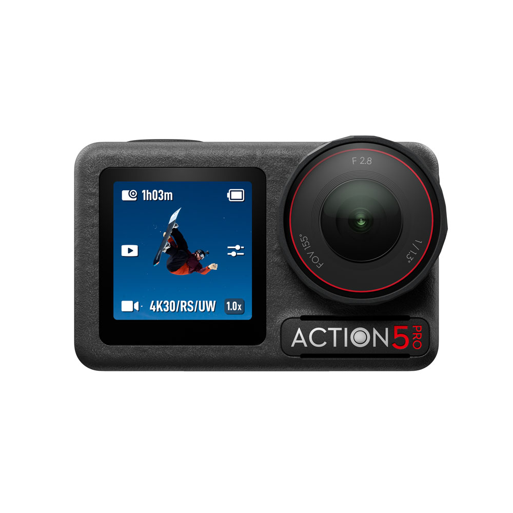 Osmo Action 5 Pro_Front View (with screen image) DJI Osmo Action 5 Pro Adventure Combo action camera