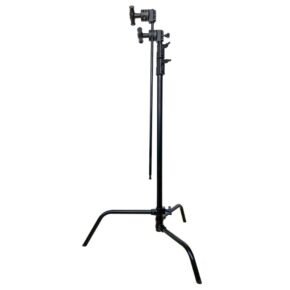 p_210518_03049 Mustassa Kupo CS-30MKB 30" Master C-Stand With Sliding Leg Kit & Quick Release -jalustassa on säädettävä korkeus, kaksi kulmikasta tukijalkaa, suora jalka, lukitusnupit ja käsivarren kiinnitys, ihanteellinen valokuvaukseen ja elokuvatuotantoon.
