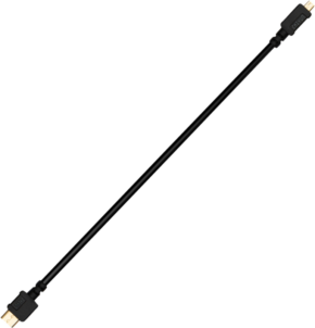 800q-01_113476 Zhiyun Cable HDMI-Mini to HDMI Micro -kaapeli on musta, ja sen molemmissa päissä on kullatut liittimet, ja se näkyy vinosti vaaleanharmaalla pohjalla.