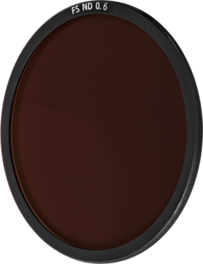 800q-01_128194 NiSi Cine Filter FS ND 0.6 (2 Stop) for Athena PL-Mount lenses - The grey filter is a round, dark tinted glass with a black metal rim marked FS ND 0.6, shown against a white background.