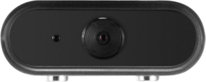 800q-01_128221 Lähikuvassa Zhiyun AI Tracker -kamerasta näkyy sen keskuslinssi, pieni merkkivalo vasemmalla ja kaksi pyöreää jalustaa sen alapuolella.
