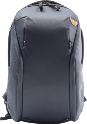 The Peak Design Everyday Backpack Zip v2 15L - Midnight is a stylish dark grey model with a structured front, two side pockets and a top handle that appears on a white background.