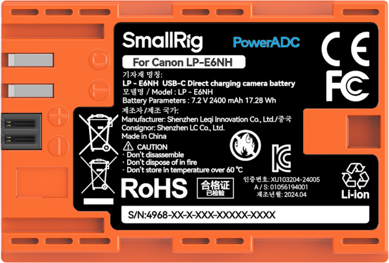 800q-03_129797 SmallRig 4968 USB-C Rechargeable Camera Battery LP-E6NH