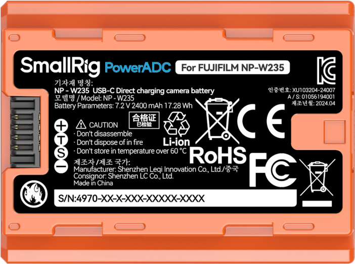 800q-03_129799 SmallRig 4970 USB-C Rechargeable Camera Battery NP-W235