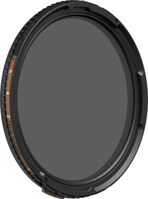 800q-22_129434 The PolarPro Croma PMVND / PL 2-5 Stop 49mm is a circular camera lens filter with a black border, numbered 1-5, and marked "PEAK ACTIVATION" in orange for easy attachment to the camera lens.