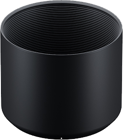 800q-01_123423 Tamron Lens Hood for 70-300mm Di III Sony FE and Nikon Z (A047S / A047Z), black, cylindrical, open, with thread on the inside, visible against white background.