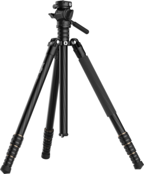800q-01_130014 SmallRig 4937 Travel Video Tripod Kit CT150, kuvassa osittain ulosvedettynä vaalealla taustalla, sisältää säädettävät jalat, kahvan ja yhden jalan, jossa on pehmustettu vaahtomuovikahva.