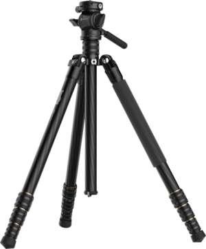 800q-01_130014 SmallRig 4937 Travel Video Tripod Kit CT150, kuvassa osittain ulosvedettynä vaalealla taustalla, sisältää säädettävät jalat, kahvan ja yhden jalan, jossa on pehmustettu vaahtomuovikahva.