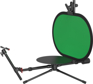 800q-01_130250 SmallRig 4807 Professional 12'' 360° -valokuvauskääntöpöydässä on kompakti pöytämalli, jossa on säädettävät jalustan jalat, pyöreä musta alusta ja säädettävä varsi kameroiden tai mikrofonien kiinnittämistä varten.