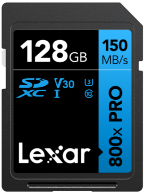800q-01_128863 Lexar SDHC 800x Pro UHS-I -kortti - 128GB -muistikortti tarjoaa jopa 150 MB/s nopeuden ja on V30, U3, Class 10 -luokiteltu.