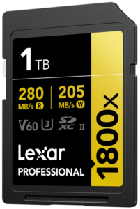 Lexar SDXC Pro 1800x U3 UHS-II R280/W210 (V60) 1TB -muistikortti