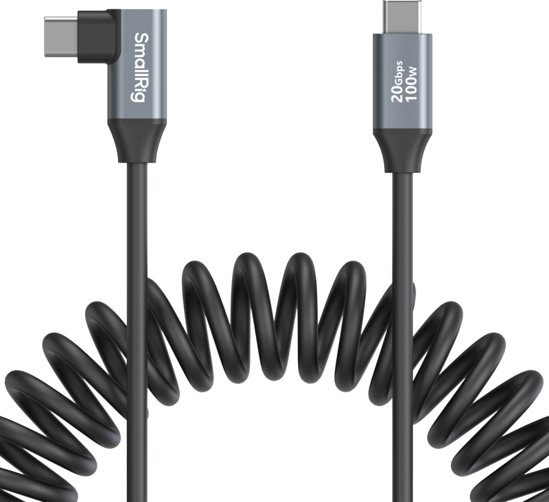 800q-02_130701 SmallRig 4792 USB-C Straight to USB-C Angled Coiled Data Cable
