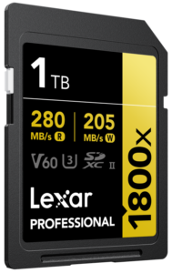 Lexar SDXC Pro 1800x U3 UHS-II R280/W210 (V60) 1TB -muistikortti