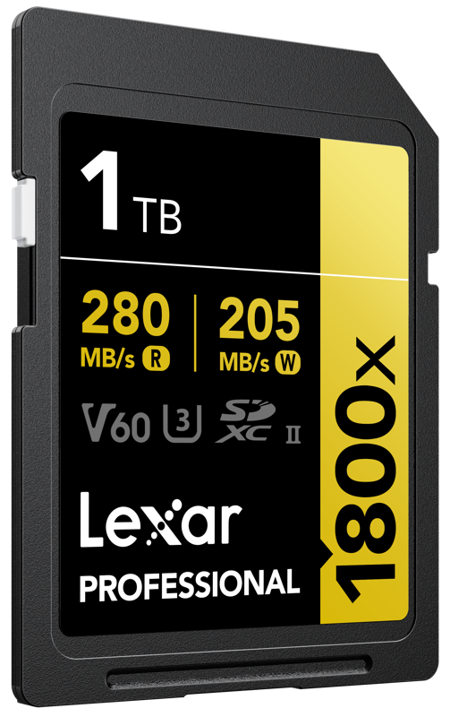 Lexar SDXC Pro 1800x U3 UHS-II R280/W210 (V60) 1TB -muistikortti