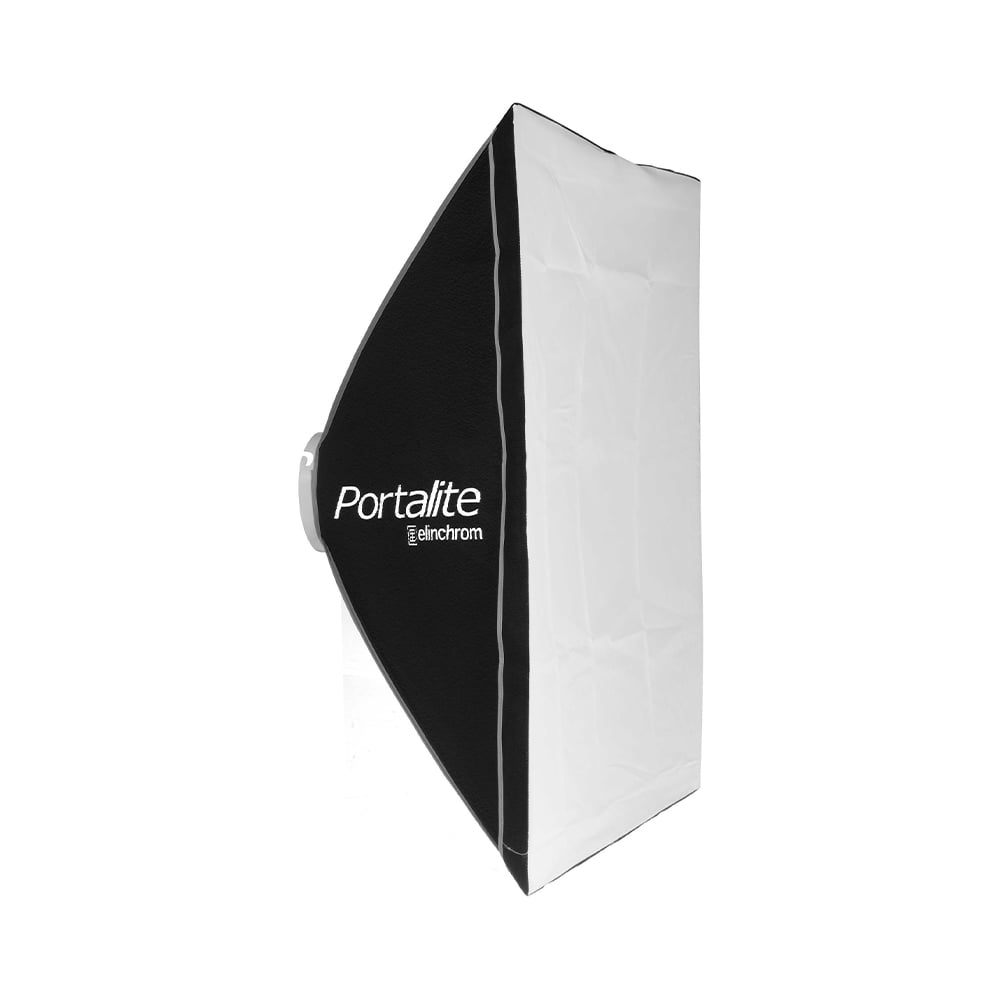 portalite Elinchrom Portalite - Käytetty on suorakulmainen softbox, jossa on mustat sivut ja valkoinen etummainen diffuusori ja joka on suunniteltu valokuvausvalaistukseen.