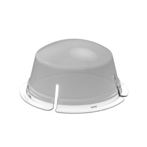MagMod XL Dome Gel Diffusion on läpikuultava, kupolin muotoinen muovisuojus, jossa on tasainen pyöreä pohja ja kolme metallista klipsua, jotka kiinnittävät sivut.