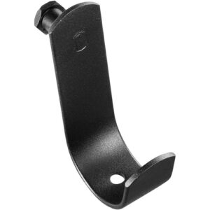 1584097465_273 Godox LSA-13 Sky Hook -varustekoukku on musta metallinen seinäkoukku, jossa on kaareva muotoilu, valmiiksi porattu reikä alareunassa kiinnitystä varten ja ruuvi, jossa on kuusiomutteri yläreunassa.