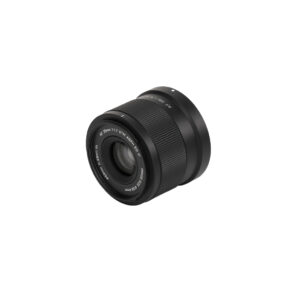 1733912945_180 The Viltrox AF 35mm F/1.7 lens for Nikon Z is shown on a white background, bent so that both the front glass element and the side information are visible, and its specifications are printed in white text on the black lens body.