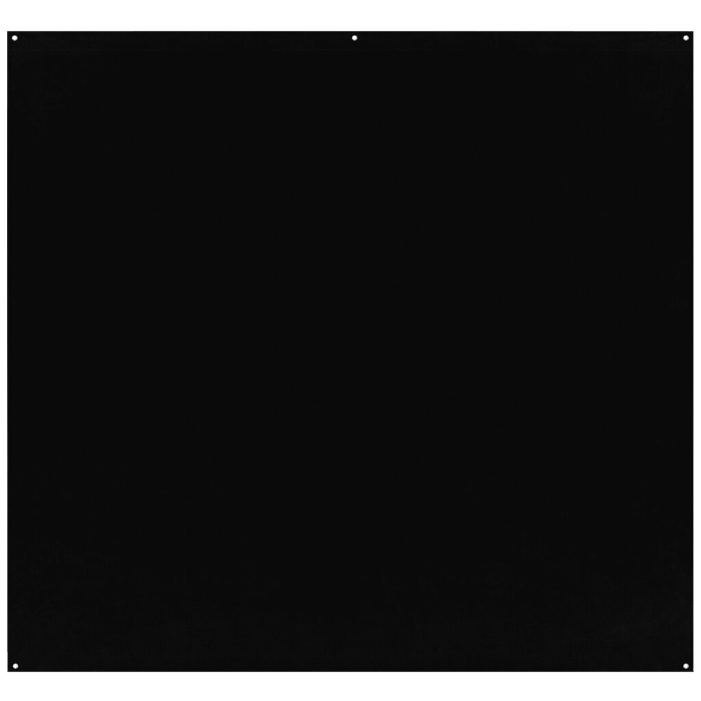 1656511429_756 The Westcott X-Drop Pro Wrinkle-Resistant Rich Black features a solid black square design with five small, evenly spaced holes: one in each corner and one at the top centre.