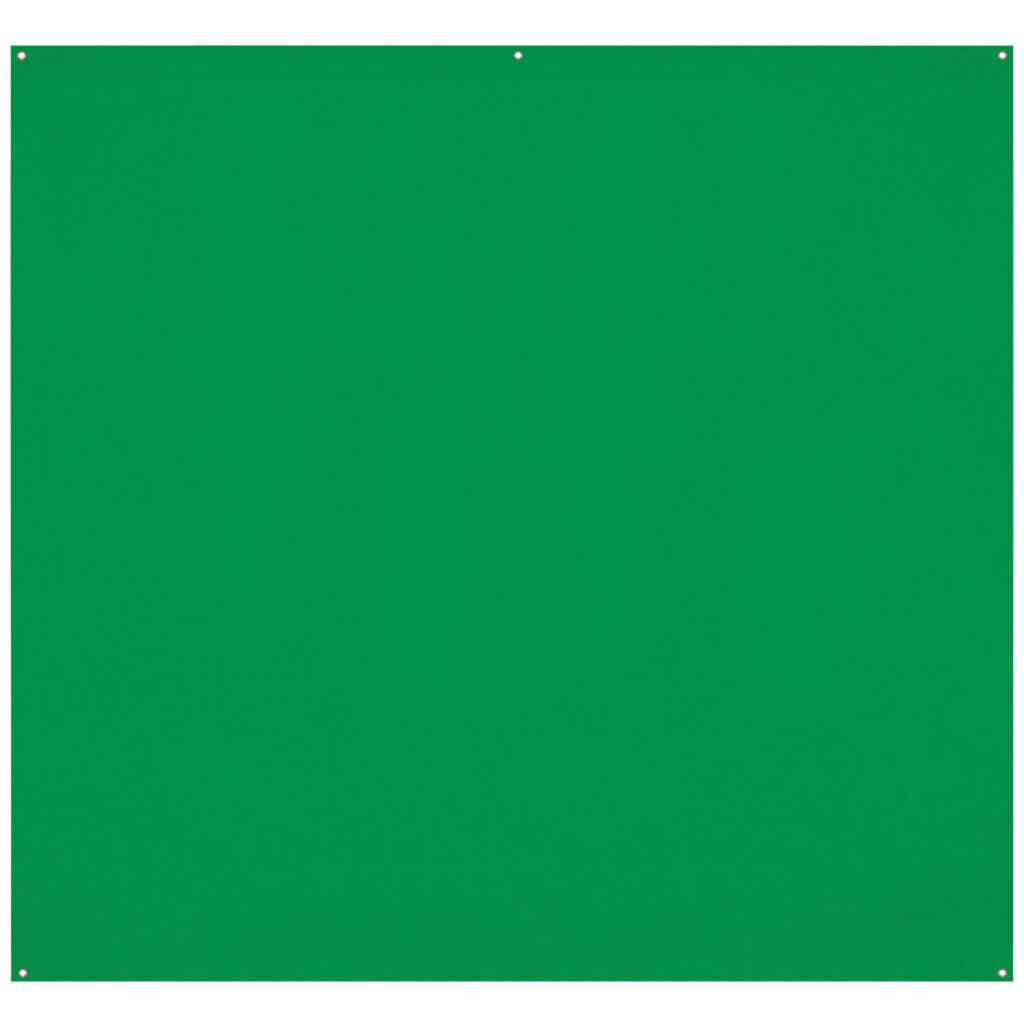 1656511535_086 Westcott X Drop Pro Wrinkle-Resistant Backdrop - Chroma Key Green Screen (2.4 x 2.4 m) is a large, flat green panel with mounting holes at each corner and at the top centre, shown against a white background.