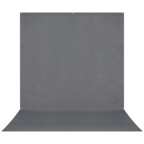 The Westcott X Drop Pro Wrinkle-Resistant Backdrop in Neutral Gray Sweep (2.4 x 4 m) is a plain, seamless backdrop with a subtle floor curve, ideal for photography or videography.