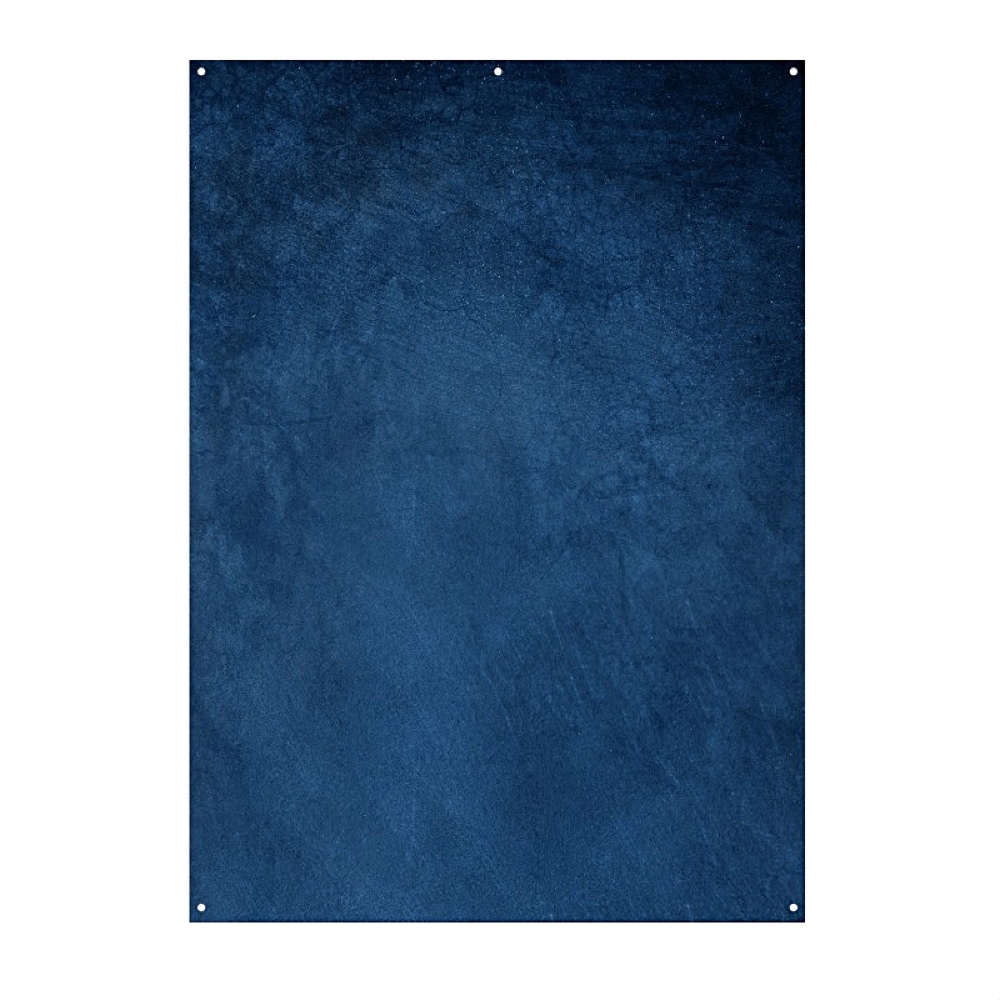 Sininen suorakaiteen muotoinen Westcott X Drop -kangasverhoilu (152 x 213 cm), jossa on betonikuvio ja reikiä.